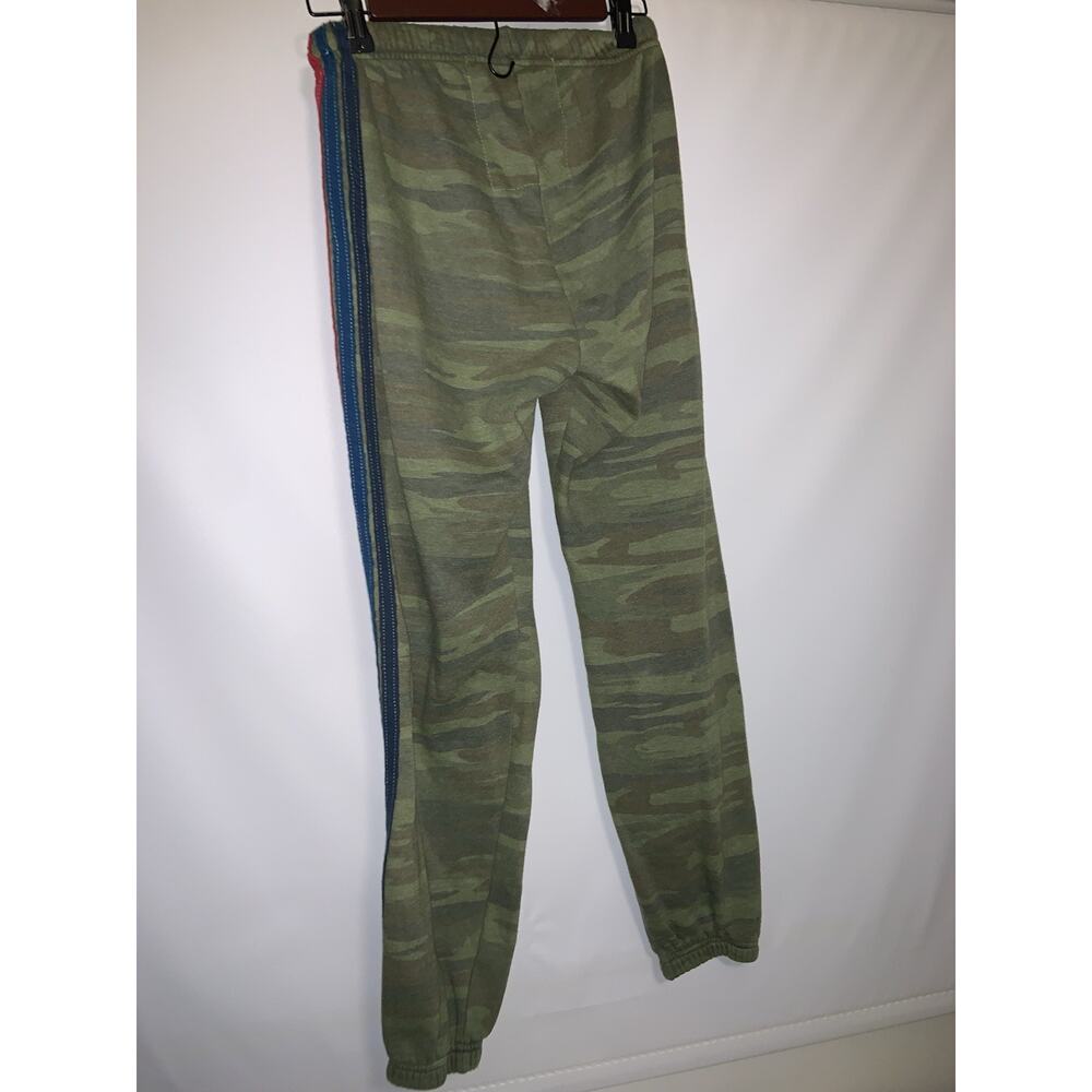 Aviator Nation Sweatpants Unisex Medium Camo Rainbow Striped Made in USA - Picture 2 of 3